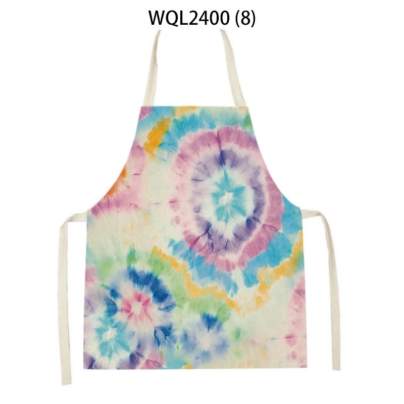 Flower Printed Sleeveless Kitchen Aprons for Women Colorful Pattern Pinafore Home Cooking Baking Waist Bib Kitchen Accessories