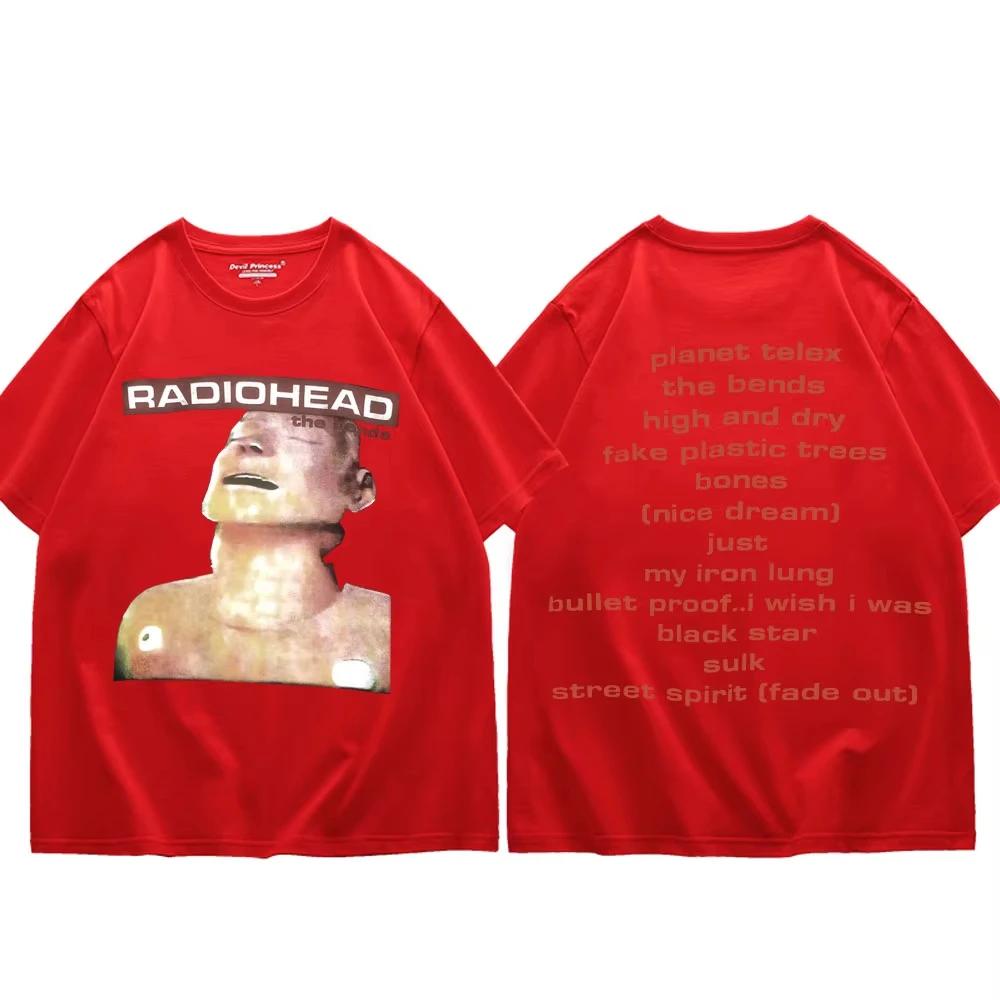 Radiohead The Bends Album Merch T Shirt Rock Hip Hop Vintage Short Sleeve T-shirt Men Women Casual Fashion Oversized T-shirts