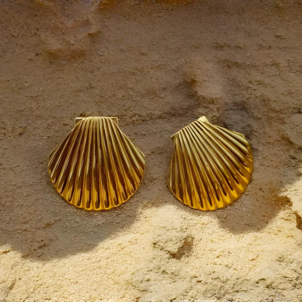 Mariasz Minimalist Geometric Twisted Spiral Stainless Steel Stud Earrings Gold Hollow Baroque Piercing Jewelry for Women