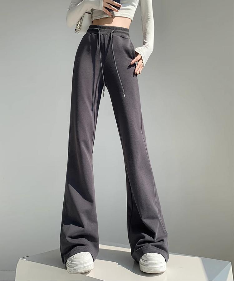 Dámské rozšířené kalhoty Streetwear Slim s vysokým pasem a širokými nohavicemi, ležérní dlouhé sportovní kalhoty se stahovací šňůrkou