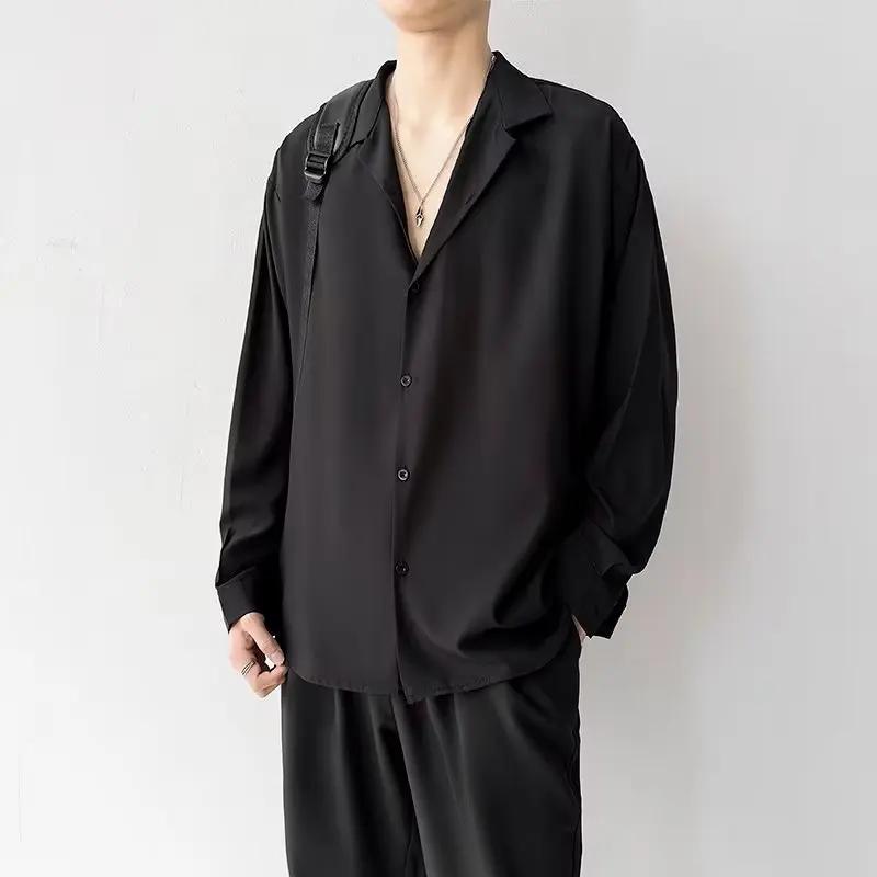 Men's Shirt Spring Summer Loose Casual Long-sleeved Lapel High Street Male Suit Shirt