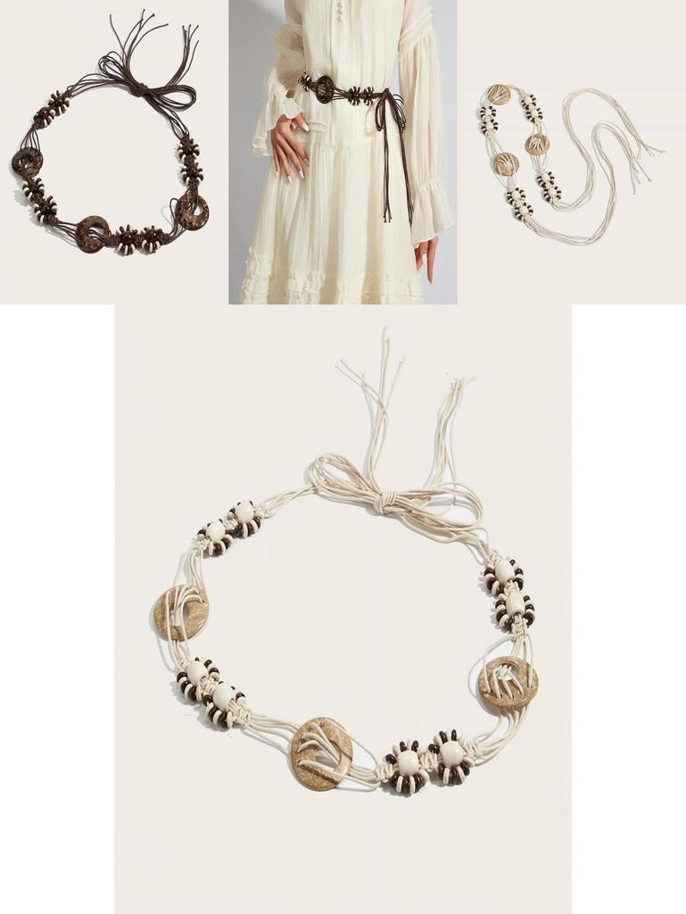 Bohemian Cotton Linen Handmade Waist Belt For Women With Knot Closure For Casual Dresses