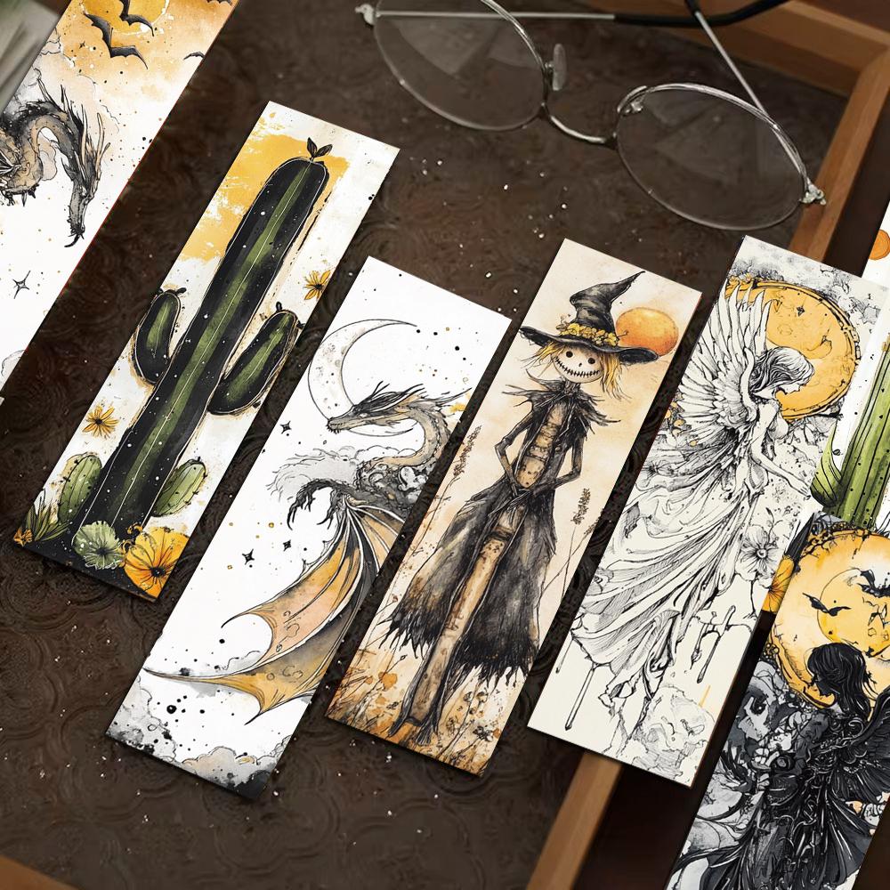 30PCS Vintage Style Cartoon  Bookmark Students Decorating Notebook Creative Exquisite Creative DIY Annotated Gifts Cards