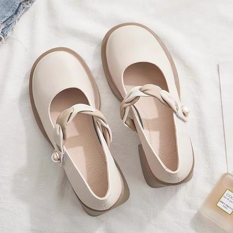 Mary Jane Shoes New Spring and Summer Thick Heel High Heels with Skirt Small Leather Shoes Fairy Gentle Wind Single Shoes