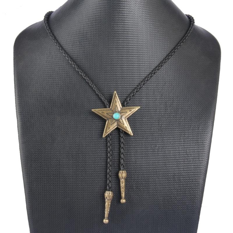 Vintage Star Choker Necklace Black Leather Cord Chain Necklace Waist Chain Fashion Jewelry Holiday Gifts for Men Women