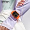 Sanda Dual Time Waterproof Transparent Sports Wristwatch with Colorful Single Display and Student Timer Function