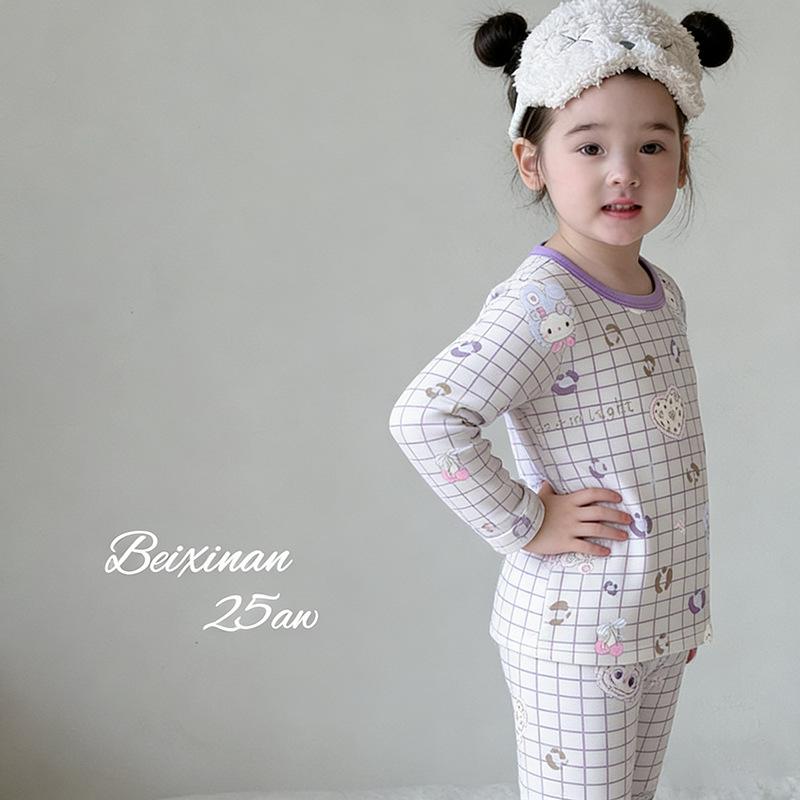 Korean Style Cartoon Cotton Pajama Set for Girls - Spring & Autumn Wear