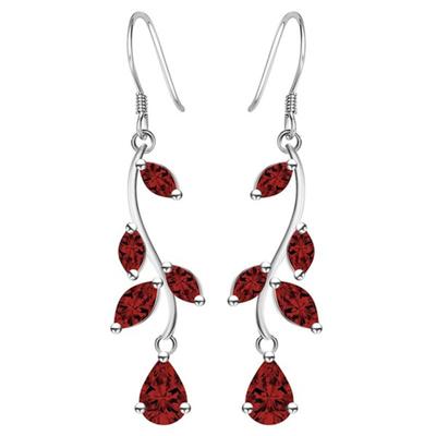 Elegant Women Faux Gemstone Inlaid Leaves Hook Earrings Party Banquet Jewelry
