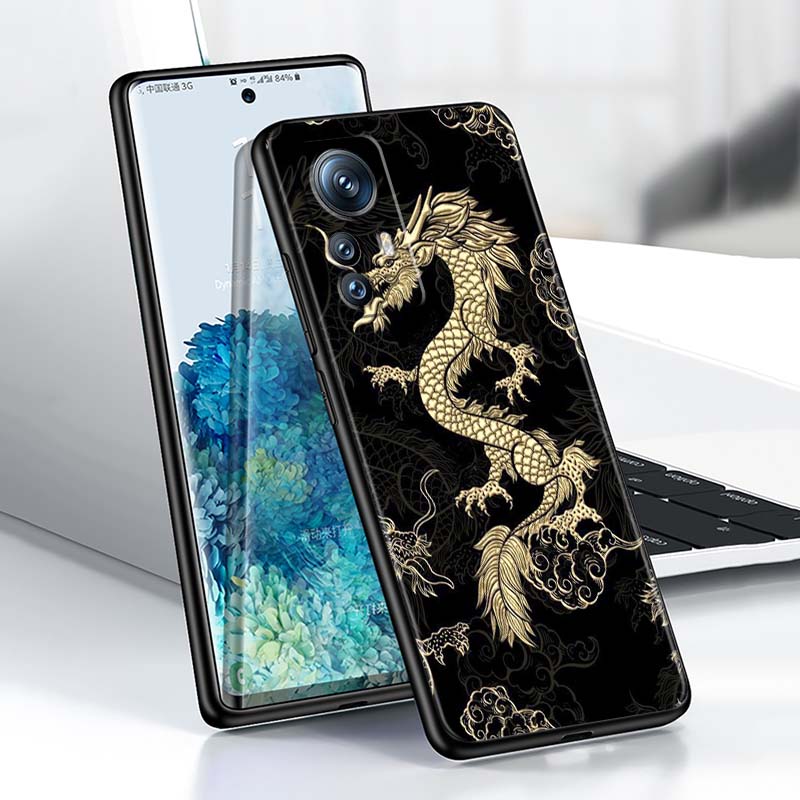 Anime Dragon Design For Xiaomi Mi 15 14 13 13T 12 12T 12S 11 11i 11T Pro Ultra Lite 5G Black Soft Phone Case