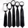 Long and Short Men's and Women's Pure Black Knot-free Zipper Lazy Tie Formal Casual Wide and Narrow College Style Shirt Tie