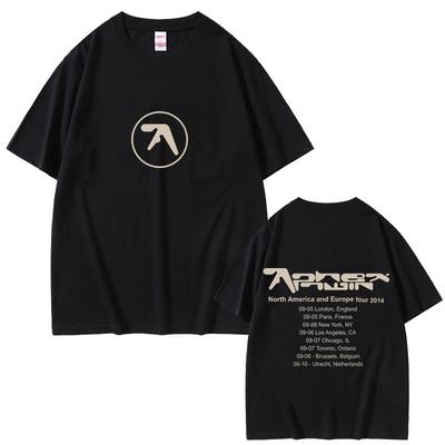 Aphex Twin Tour 2014 Tshirt Men Casual Cotton Vintage T Shirts Mens Fashion Oversized Short Sleeve Tshirts Streetwear