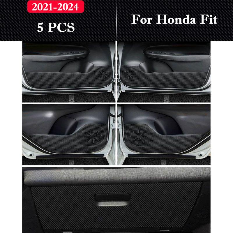 For Honda Fit 2014-2026 Car Door Anti Kick Pad Protection Sticker Carbon Fiber Scratch Resistant Film Interior Accessories