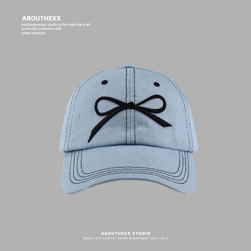 Bow Embroidered Baseball Cap With Sunshade And Breathable Cotton For Teens And Adults