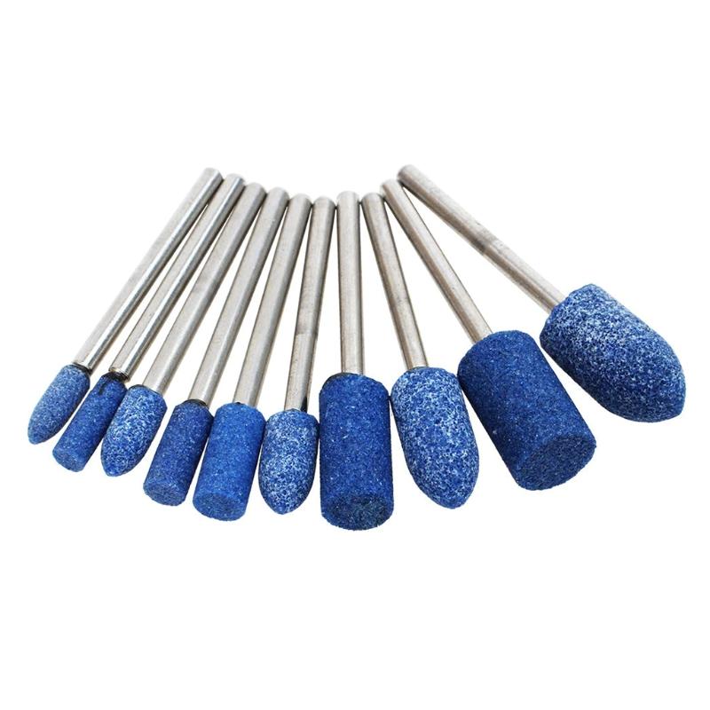10 Pieces 3mm Shank Abrasive Mounted Stone Grinding Wheel Heads Set Abrasive Stone Polishing Wheel for Power Tools