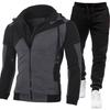 Mens Winter Casual 2-Piece Set Hooded Long Sleeve Zipper Jacket Athletic Jogger Pants
