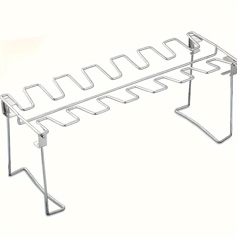 A Foldable Stainless Steel Chicken Leg Rack, Suitable for Vertical Smokers, Ovens, and Kitchen Additions, Perfect for Picnics, Camping, Barbecues 1pc