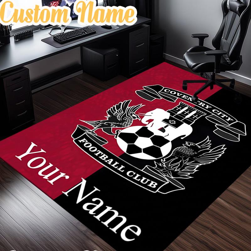 Custom Name Coventry City Football Club Rug, Office Rug, Chair Rug, Carpet for Living Rooms, Doormat Game Rug Home Decor Christmas Gifts