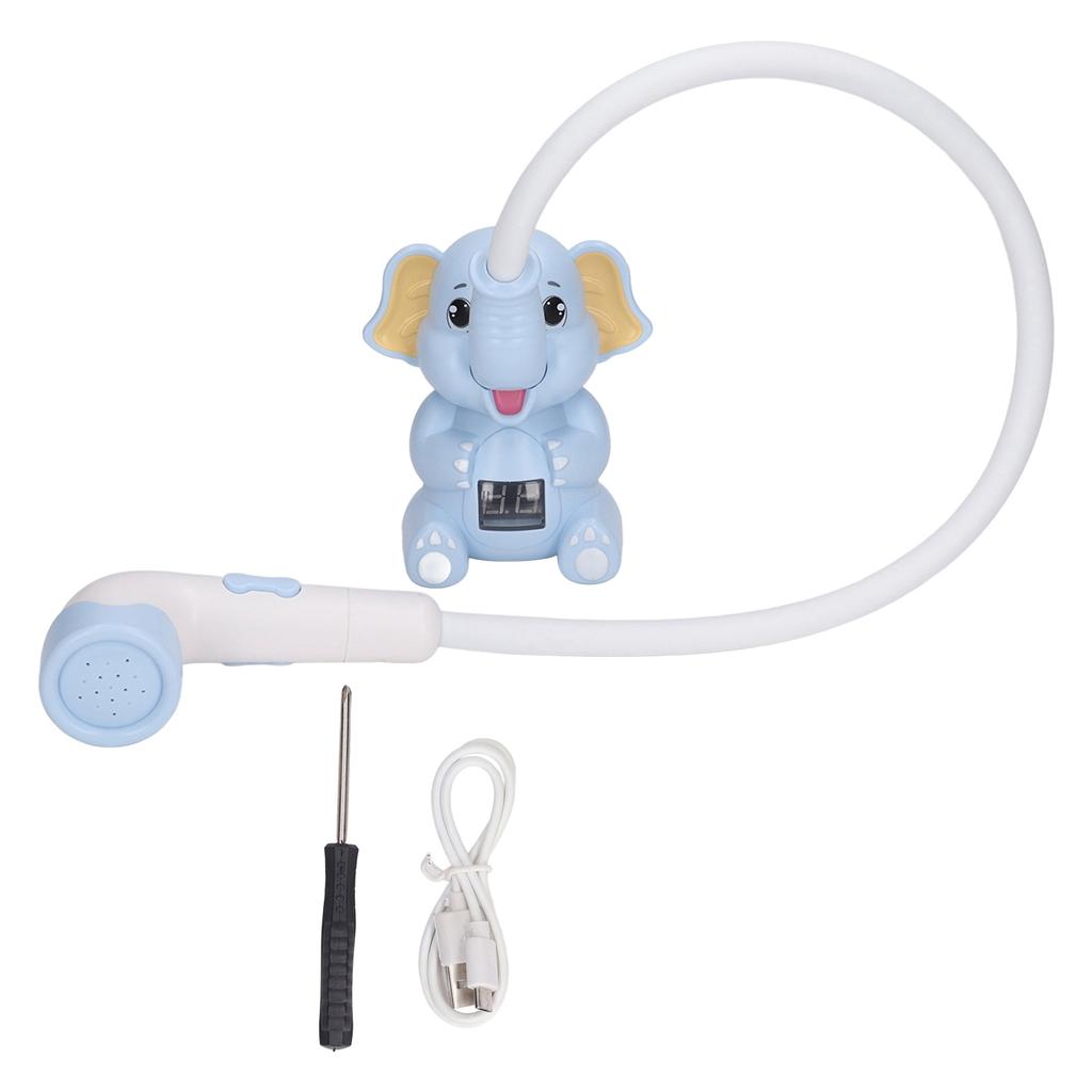 Baby Bath Shower Head with Thermometer Animal Shaped IPX7 Waterproof Flexible Hose Water Spray Toy