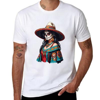 Iconic Sugar Skull Mexico Skull Streetwear T-Shirt T Shirt Man Plain Funny T Shirts Man T-Shirt