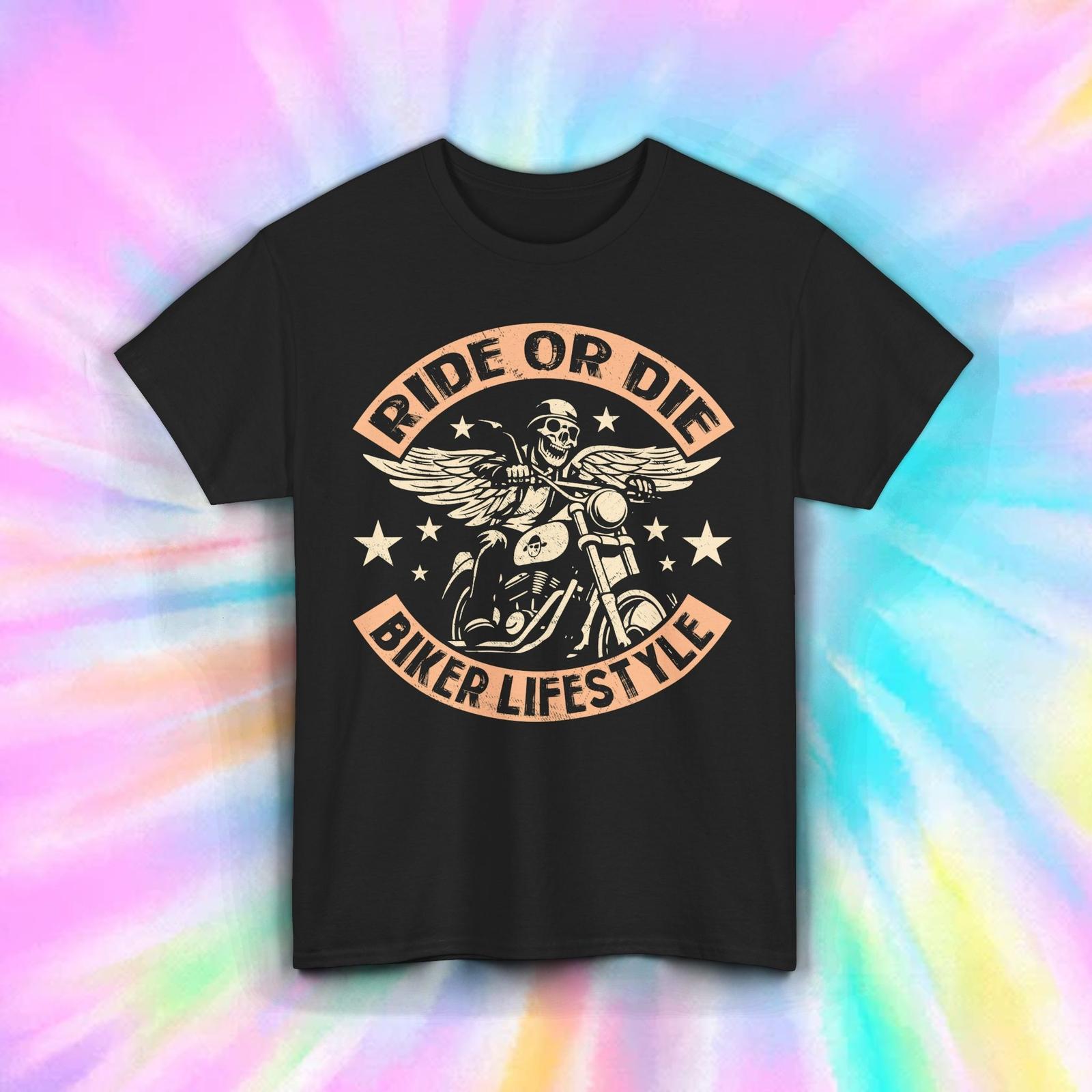 Ride or Die Biker Lifestyle Shirt Skull Motorcycle Rebel Freedom Tee S-5XL XXXL
