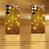 Goldenes Karomuster Glas Handyhülle für Samsung Galaxy S26 S25 S24 S23 S22 FE Ultra Plus Integriertes Glas Gold Exquisit