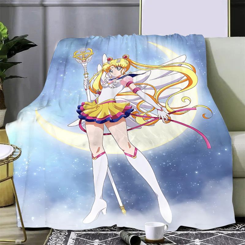 Japan Anime Cute Printed Blanket Picnic Blankets Warm Blanket and Comfortable S-Sailor M-MoonS Blanket Home Travel Birthday Gift