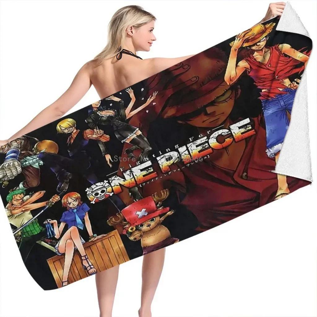 2026 Hot Bandai Anime One Piece Bath Towel Beach Towel Mat Fast Drying Bathroom Beach Towel Kids Boys Washcloth Blanket Gifts