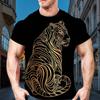 Animal Tiger Totem 3d Printed Tough Guy Style Summer Men's Short-Sleeved T-Shirt Street Trend O Collar Casual Quick-Drying Shirt