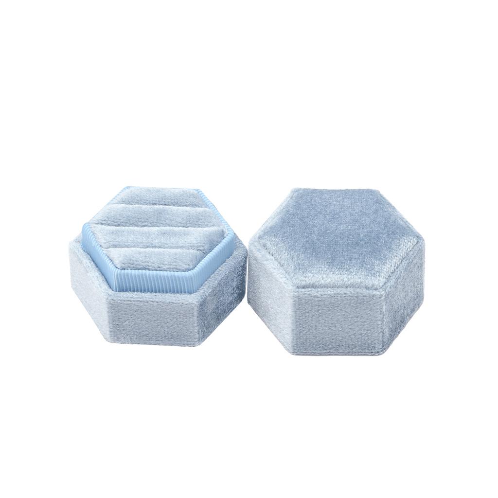 Velvet Ring Box, Hexagon 3 Slots Triple Slot Ring Box, Wedding Day Ring Box For Wedding Ceremony Wedding Ring Holder Ring Box