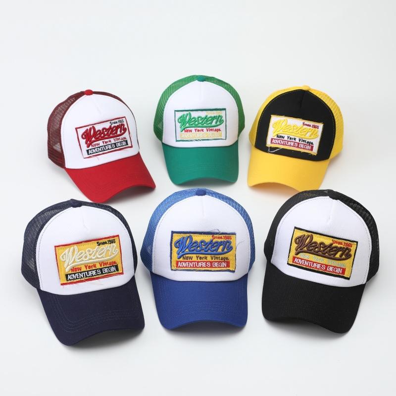 European and American popular wester baseball cap hip hop mesh hat sticker letter visor men's and women's caps