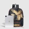 Retro-Rucksack aus wassergewaschenem Denim mit einem Nischendesign, mit einer Schleife und einem großen Fassungsvermögen für den Arbeitsweg.