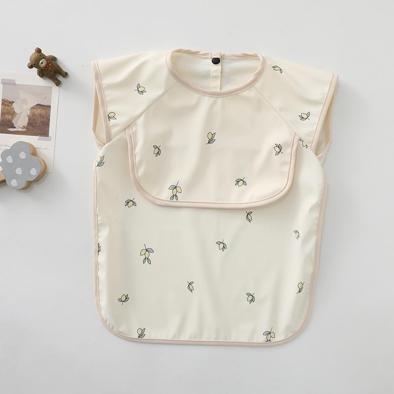 Reversible Waterproof PU Baby Feeding Shirt with Rice Pocket - Short Sleeves, Anti-Stain