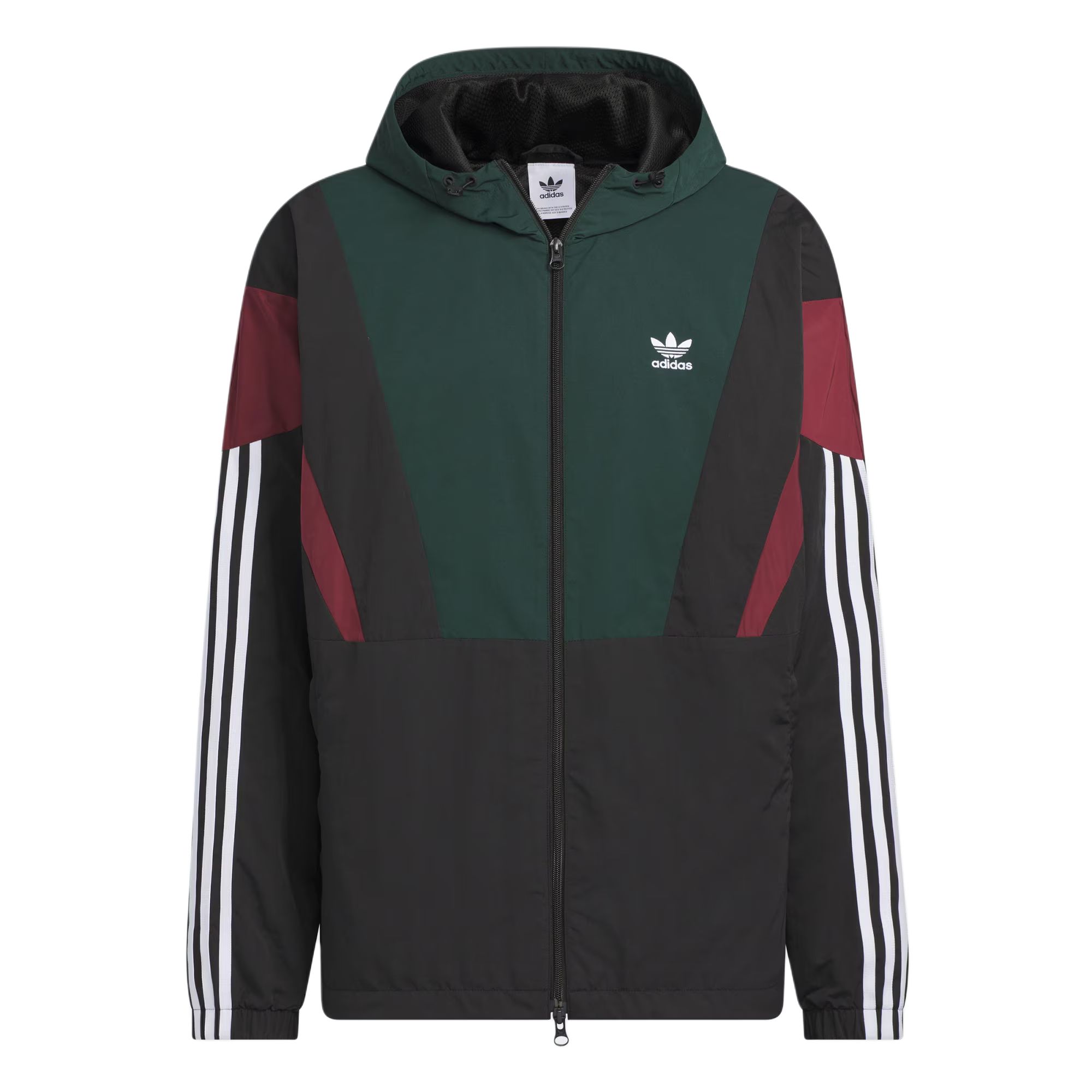 adidas Originals Men s M BLOCK WB Hooded Windbreaker Black Green KC3125 L