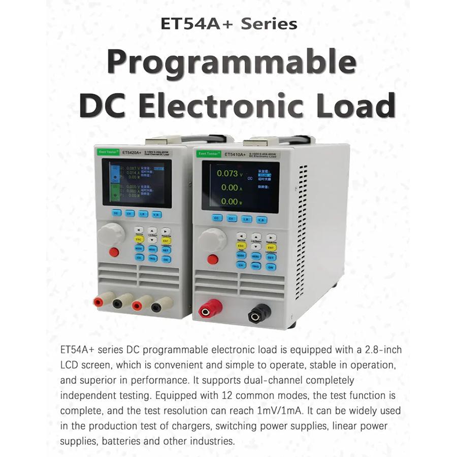 ET5410 ET5420 Tester di carico elettronico DC 400W Tester del condensatore della batteria Canale singolo/doppio programmabile CARICO DC 150V/500W 40A