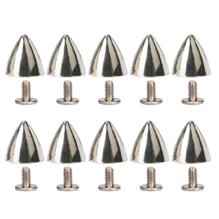 Clous à pointes Rivets Métal Argenté Rivets Décoratifs Punk, 10 Pièces Rivets Pointus à Visser Boucles Bouton Gothique pour Artisanat DIY