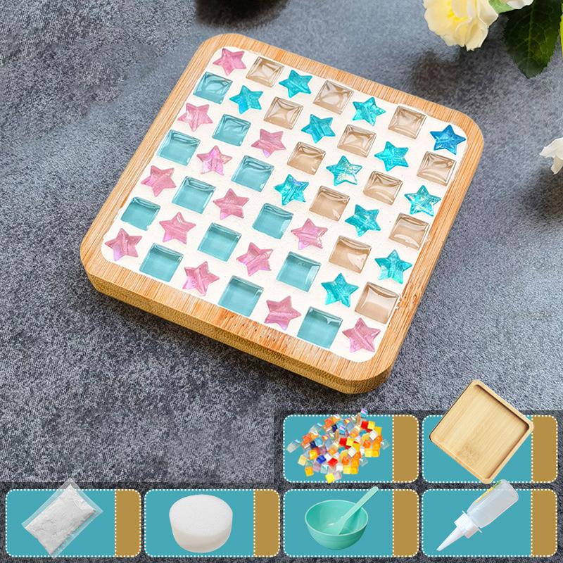 Handmade Diy Mosaic Cup Mat Bottom Bamboo Pad Early Education Free Creation Handicraft Toys