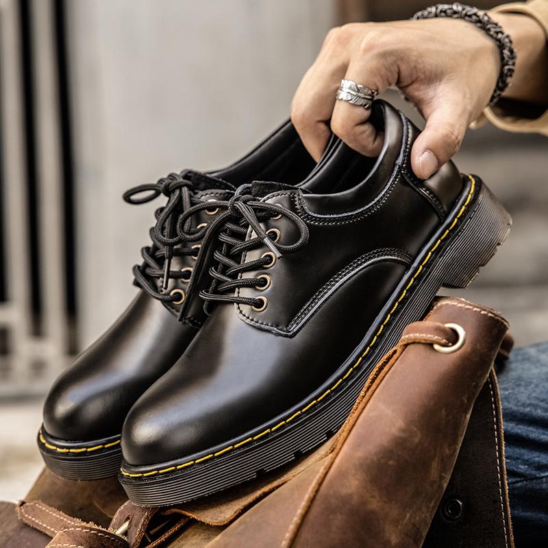 Zapatos de cuero para hombre Maden, botas formales italianas negras para exteriores de suela gruesa, botines de diseñador original, zapatos casuales de negocios