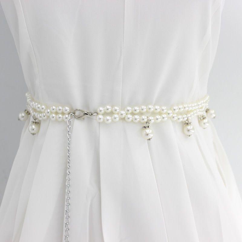 New Pearl Tassel Women's Sweet Decorative Dress Pearl Waist Chain Korean Version Versatile Multi-Layered Fashion Belt