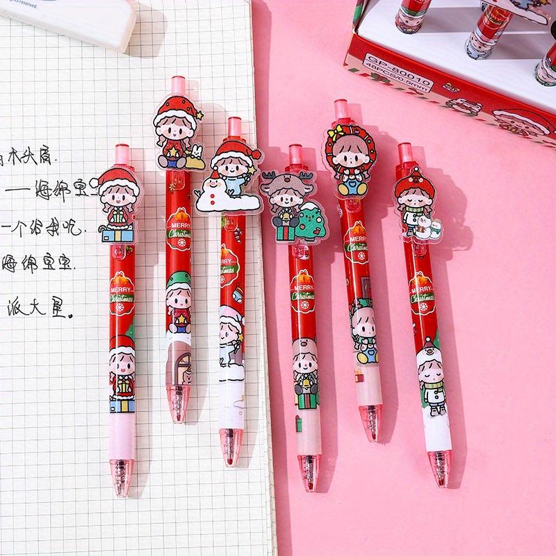 48Pcs Creative Cartoon Christmas Acrylic Patch Press Pen Cute Shape Neutral Pen High-value Gift Pen 0.5mm Black Back To School Season