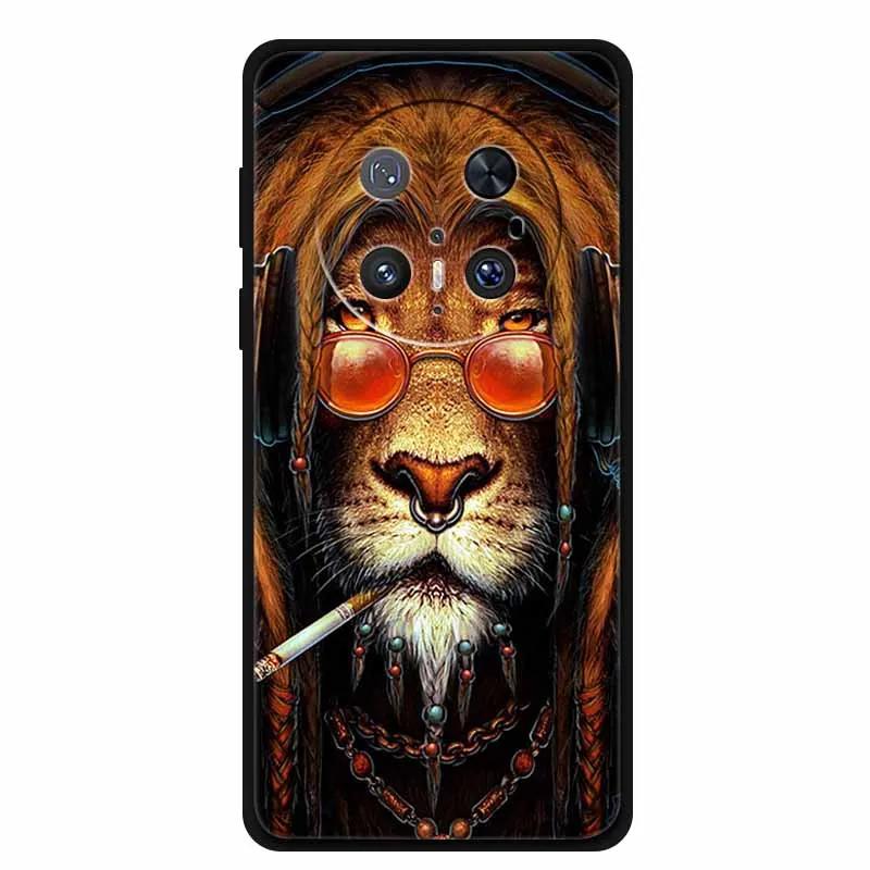 Funda For Huawei Mate 70 Pro / Pro+ 5G Cases Soft Silicone Back Cover Bumper For Mate 70 Pro+ 5G Cartoon Painted Cool Lion Coque