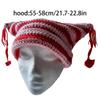 Knit Stripe Pattern Cat Ear Hat Elastic Windproof Hat with Tassels Decor Ear Protector Hat Winter Cycling Skiing Hat