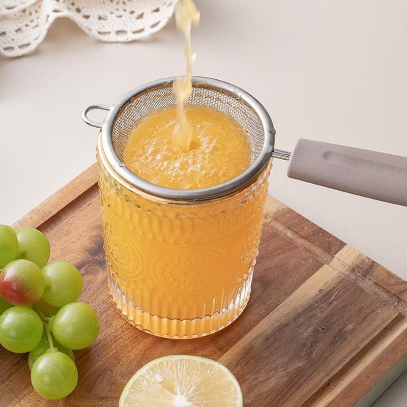 Stainless Steel Mesh Strainer With Pp Handle, Fine Filtering For Juices, Residues And Flour, Ideal For Home Baking