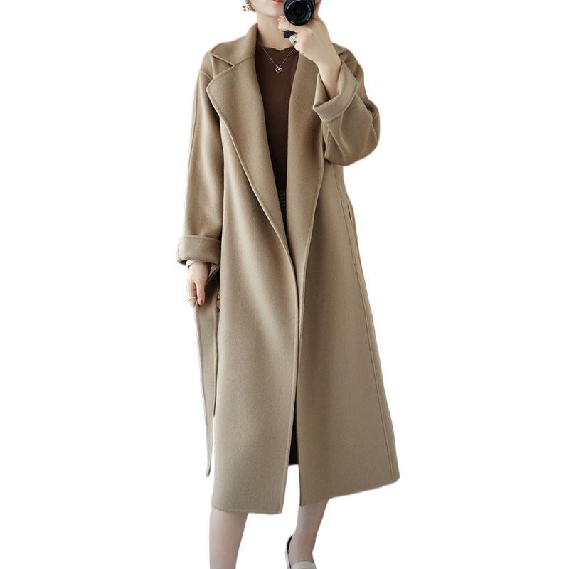 Plus Size Women's Mid-Length Wool Coat - 2022 Autumn/Winter Korean Style