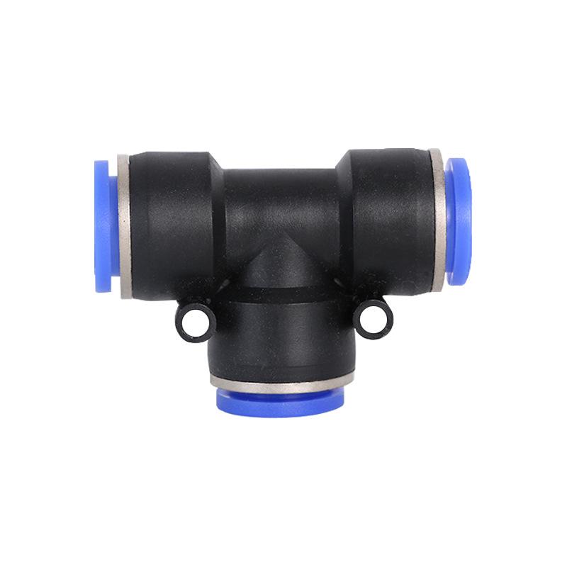 Pneumatic Air Tube Quick Connector PE8 Straight Tee with Reducing Blue Cap PEG8-6/10.