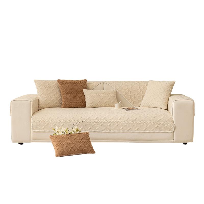 Jacquard Fleece Sofa Cushion Winter Thickened Plush Seat Cushion  New Sofa Cover All-Inclusive Universal Non-Slip Cover