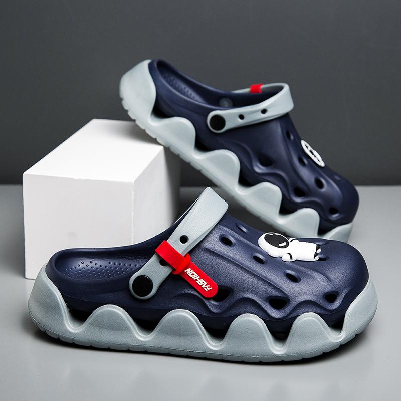 Hole Shoes Men Wear Non-Slip Soft-Soled Bag Head Men'S Slippers Sports Thick-Soled Beach Sandals Men