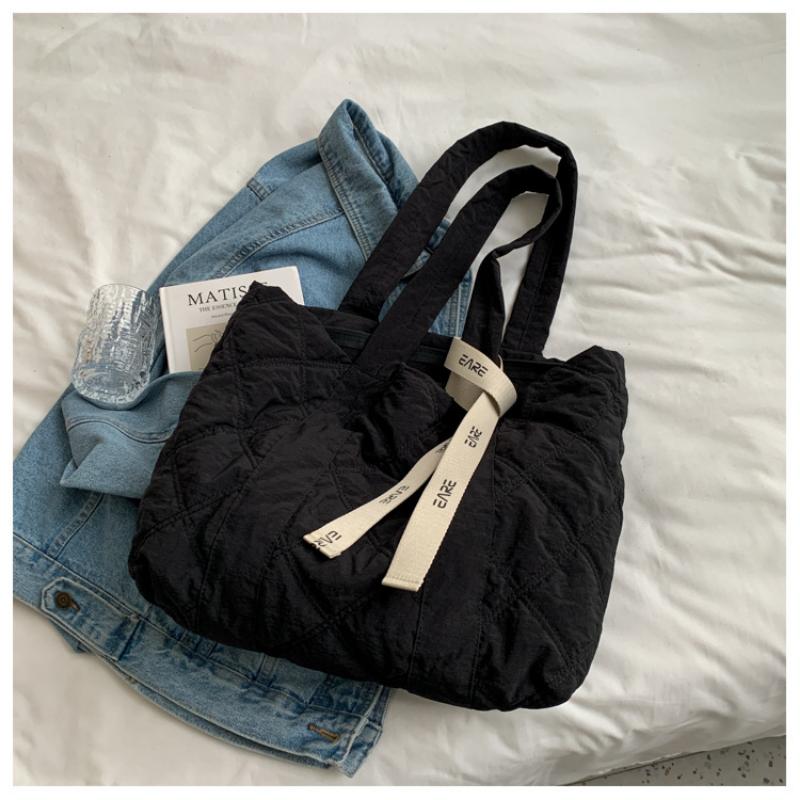 Leisure Down Bag  Women's Shoulder Bag Autumn and Winter Linggetote Bag Large Capacity Bag  Student Bag