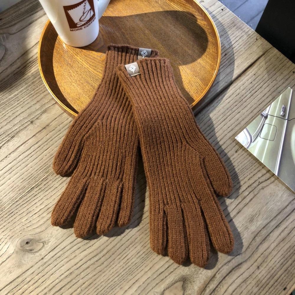 Casual Long Knitted Gloves Touchscreen Solid Color Winter Gloves Warm Mittens Outdoor Riding