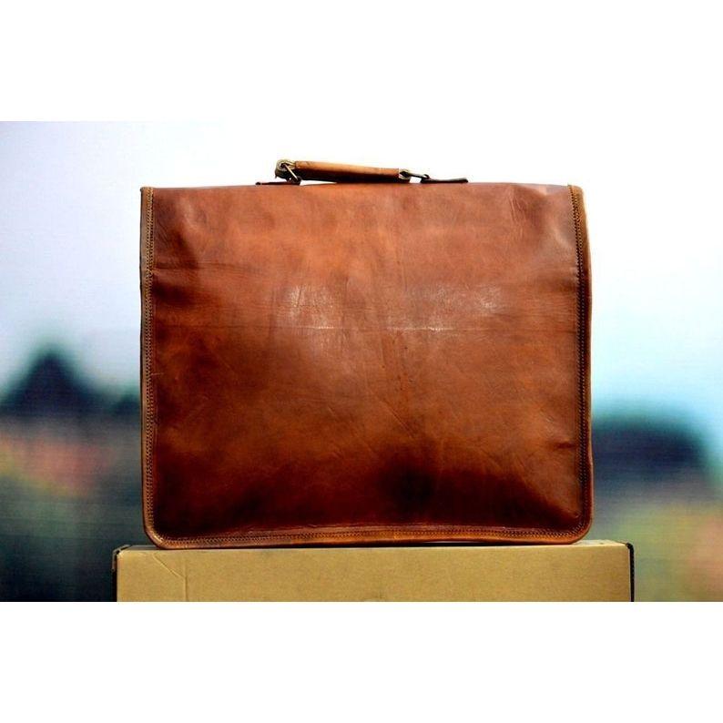 New Brown Vintage Briefcase Satchel Soft Leather Laptop Messenger Shoulder Bag