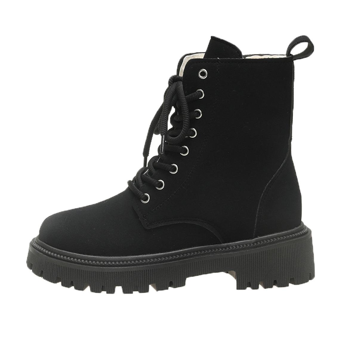 

Large size short boots winter new women s boots lace-up middle heel casual platform Martin boots women 35